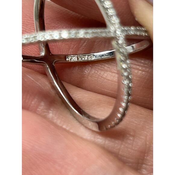 Marked JCM Silver over Brass Ring with CZ Stones - Picture 8 of 11